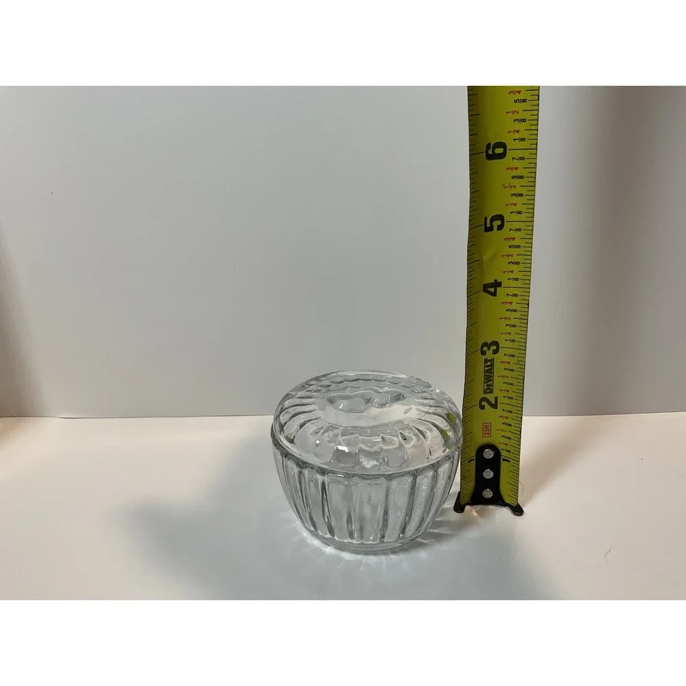 Vintage Bormioli Glass w/‎ Hearts Lid Candy Bowl Jewelry Holder Italy35